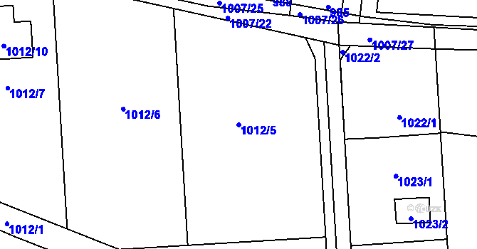 Parcela st. 1012/5 v KÚ Dolní Lutyně, Katastrální mapa