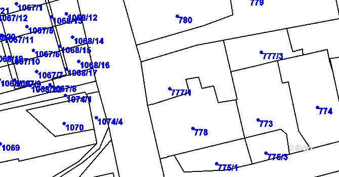 Parcela st. 777/1 v KÚ Dolní Lutyně, Katastrální mapa