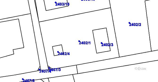 Parcela st. 2402/1 v KÚ Dolní Lutyně, Katastrální mapa