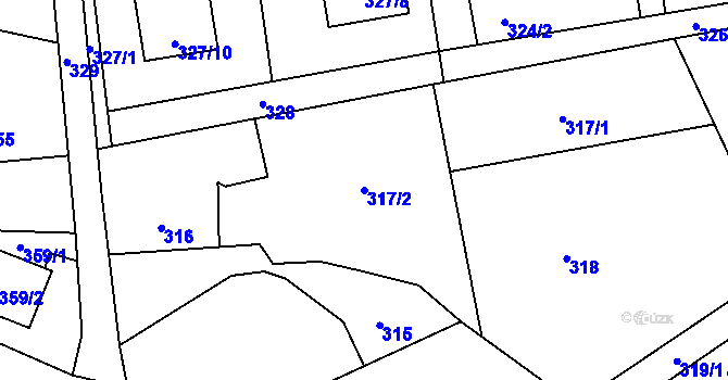 Parcela st. 317/2 v KÚ Dolní Lutyně, Katastrální mapa