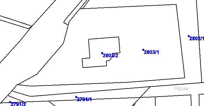 Parcela st. 2803/2 v KÚ Dolní Lutyně, Katastrální mapa