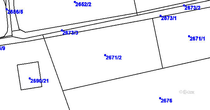Parcela st. 2671/2 v KÚ Dolní Lutyně, Katastrální mapa