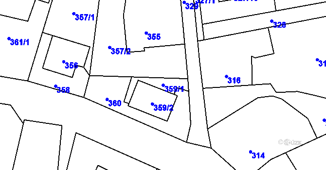 Parcela st. 359/1 v KÚ Dolní Lutyně, Katastrální mapa