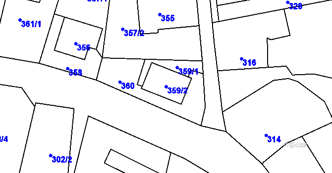 Parcela st. 359/2 v KÚ Dolní Lutyně, Katastrální mapa