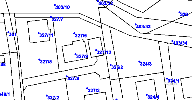 Parcela st. 327/12 v KÚ Dolní Lutyně, Katastrální mapa