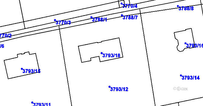 Parcela st. 3793/18 v KÚ Dolní Lutyně, Katastrální mapa
