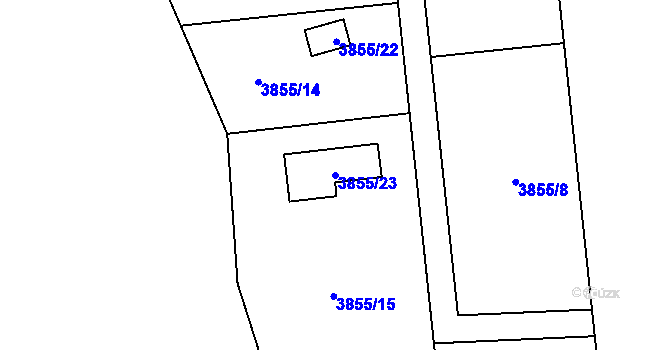 Parcela st. 3855/23 v KÚ Dolní Lutyně, Katastrální mapa