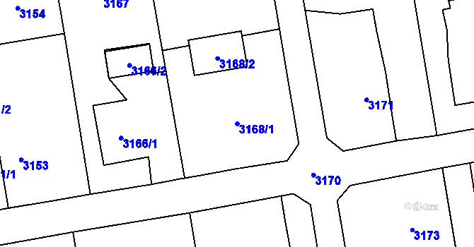 Parcela st. 3168/1 v KÚ Dolní Lutyně, Katastrální mapa