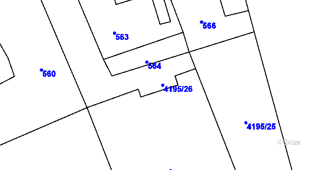 Parcela st. 4195/26 v KÚ Dolní Lutyně, Katastrální mapa