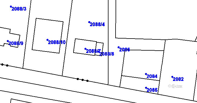 Parcela st. 2088/8 v KÚ Dolní Lutyně, Katastrální mapa