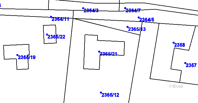 Parcela st. 2365/21 v KÚ Dolní Lutyně, Katastrální mapa