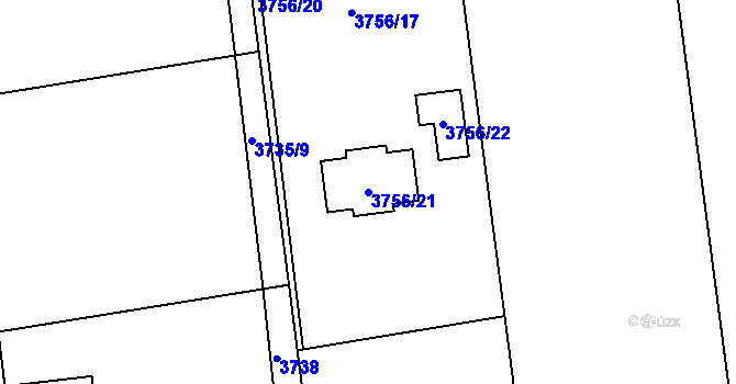 Parcela st. 3756/21 v KÚ Dolní Lutyně, Katastrální mapa