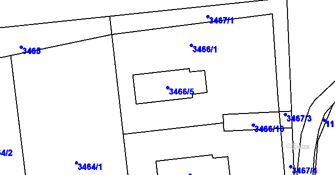 Parcela st. 3466/5 v KÚ Dolní Lutyně, Katastrální mapa