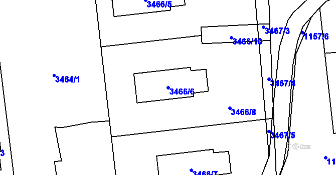 Parcela st. 3466/6 v KÚ Dolní Lutyně, Katastrální mapa