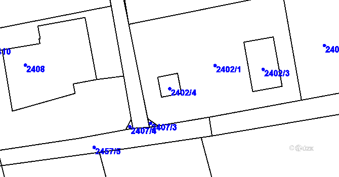 Parcela st. 2402/4 v KÚ Dolní Lutyně, Katastrální mapa