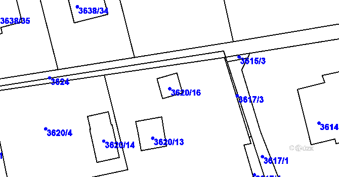 Parcela st. 3620/16 v KÚ Dolní Lutyně, Katastrální mapa