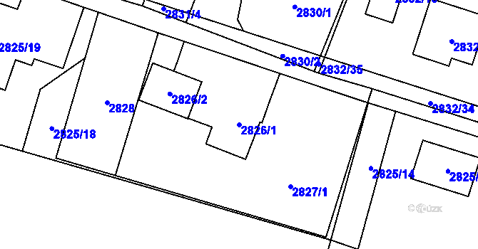 Parcela st. 2826/1 v KÚ Dolní Lutyně, Katastrální mapa