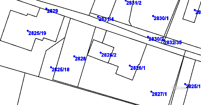 Parcela st. 2826/2 v KÚ Dolní Lutyně, Katastrální mapa
