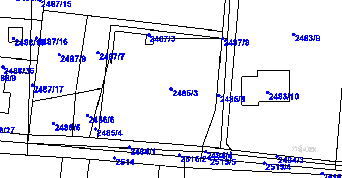 Parcela st. 2485/3 v KÚ Dolní Lutyně, Katastrální mapa