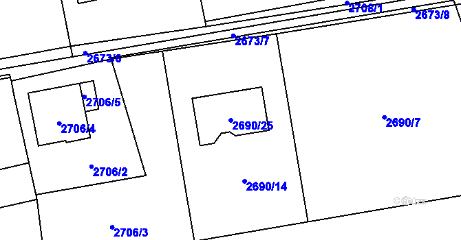 Parcela st. 2690/25 v KÚ Dolní Lutyně, Katastrální mapa