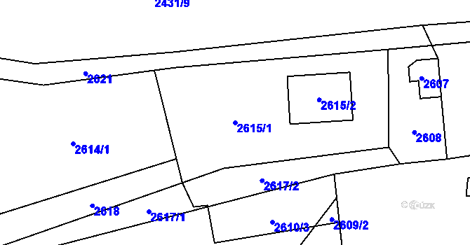 Parcela st. 2615/1 v KÚ Dolní Lutyně, Katastrální mapa