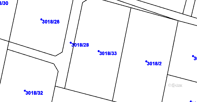 Parcela st. 3018/33 v KÚ Dolní Lutyně, Katastrální mapa