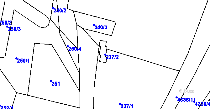 Parcela st. 237/2 v KÚ Dolní Lutyně, Katastrální mapa