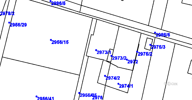 Parcela st. 2973/1 v KÚ Dolní Lutyně, Katastrální mapa