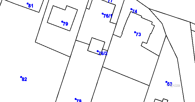 Parcela st. 76/2 v KÚ Dolní Lutyně, Katastrální mapa