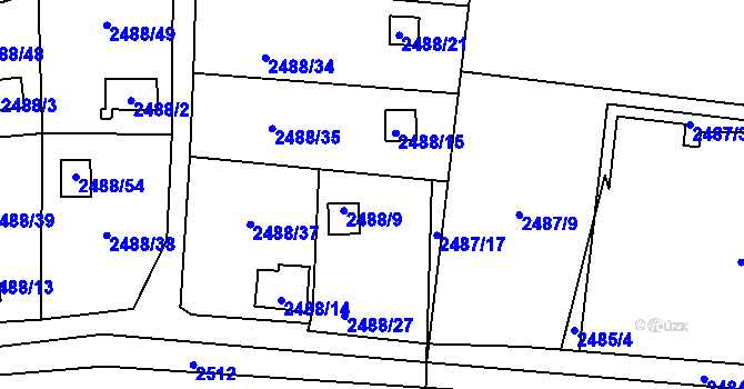 Parcela st. 2488/36 v KÚ Dolní Lutyně, Katastrální mapa