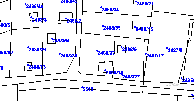 Parcela st. 2488/37 v KÚ Dolní Lutyně, Katastrální mapa