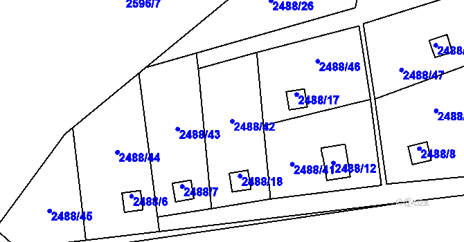 Parcela st. 2488/42 v KÚ Dolní Lutyně, Katastrální mapa