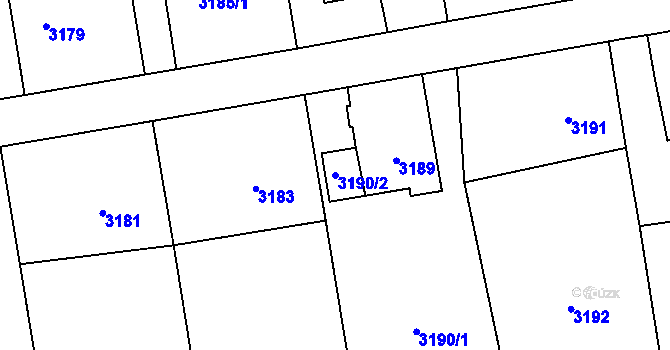 Parcela st. 3190/2 v KÚ Dolní Lutyně, Katastrální mapa