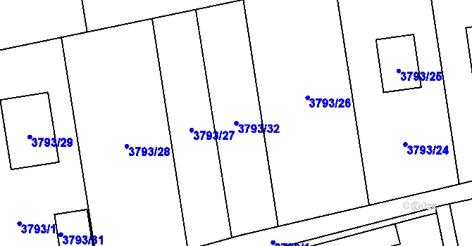 Parcela st. 3793/32 v KÚ Dolní Lutyně, Katastrální mapa