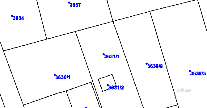 Parcela st. 3631/1 v KÚ Dolní Lutyně, Katastrální mapa