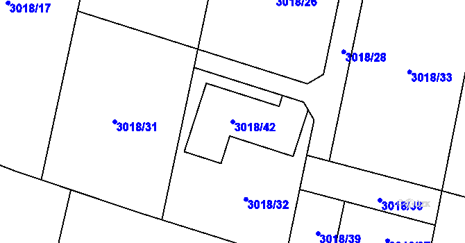 Parcela st. 3018/42 v KÚ Dolní Lutyně, Katastrální mapa