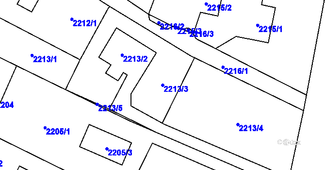 Parcela st. 2213/3 v KÚ Dolní Lutyně, Katastrální mapa