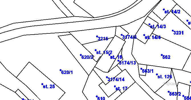 Parcela st. 15/2 v KÚ Dolní Město, Katastrální mapa