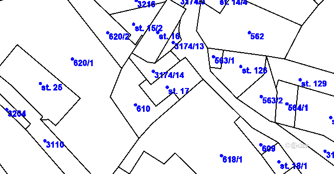 Parcela st. 17 v KÚ Dolní Město, Katastrální mapa