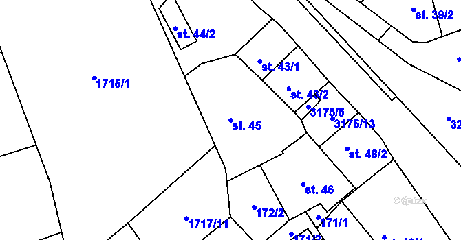 Parcela st. 45 v KÚ Dolní Město, Katastrální mapa