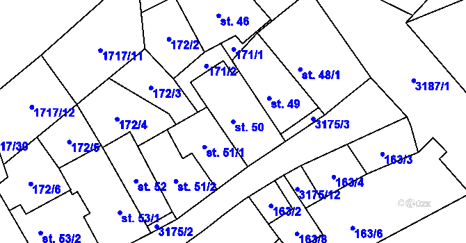 Parcela st. 50 v KÚ Dolní Město, Katastrální mapa