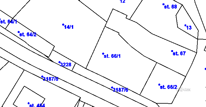 Parcela st. 66/1 v KÚ Dolní Město, Katastrální mapa