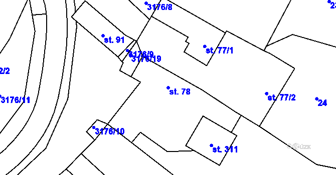Parcela st. 78 v KÚ Dolní Město, Katastrální mapa