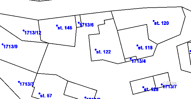 Parcela st. 122 v KÚ Dolní Město, Katastrální mapa