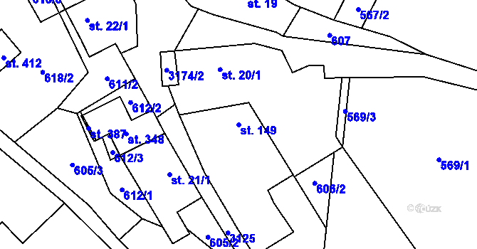 Parcela st. 149 v KÚ Dolní Město, Katastrální mapa