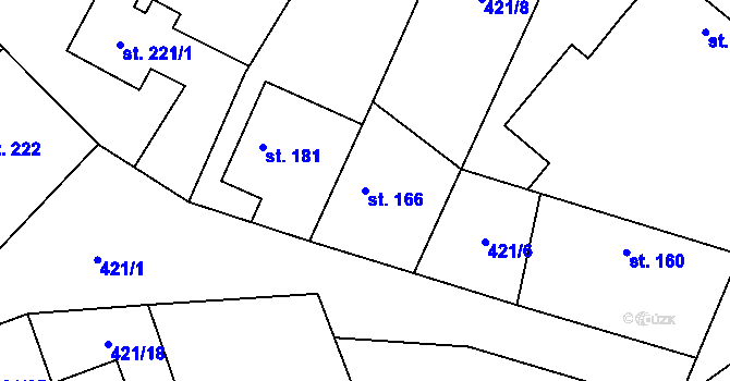 Parcela st. 166 v KÚ Dolní Město, Katastrální mapa