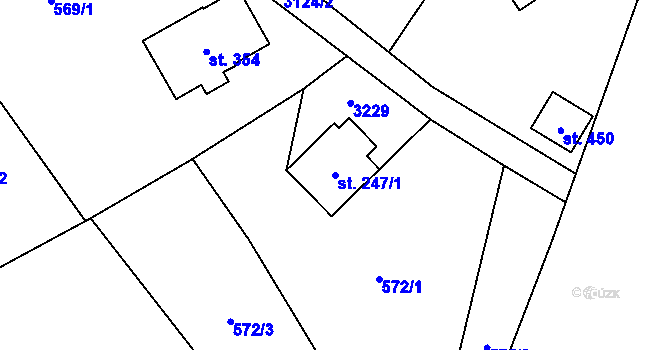 Parcela st. 247/1 v KÚ Dolní Město, Katastrální mapa