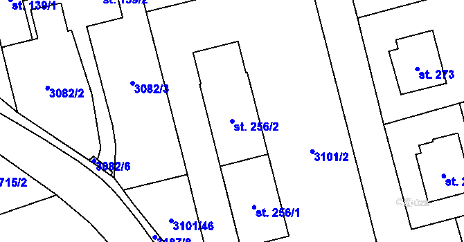 Parcela st. 256/2 v KÚ Dolní Město, Katastrální mapa