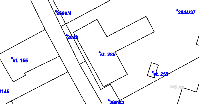 Parcela st. 285 v KÚ Dolní Město, Katastrální mapa