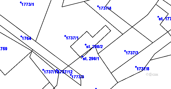 Parcela st. 298/2 v KÚ Dolní Město, Katastrální mapa